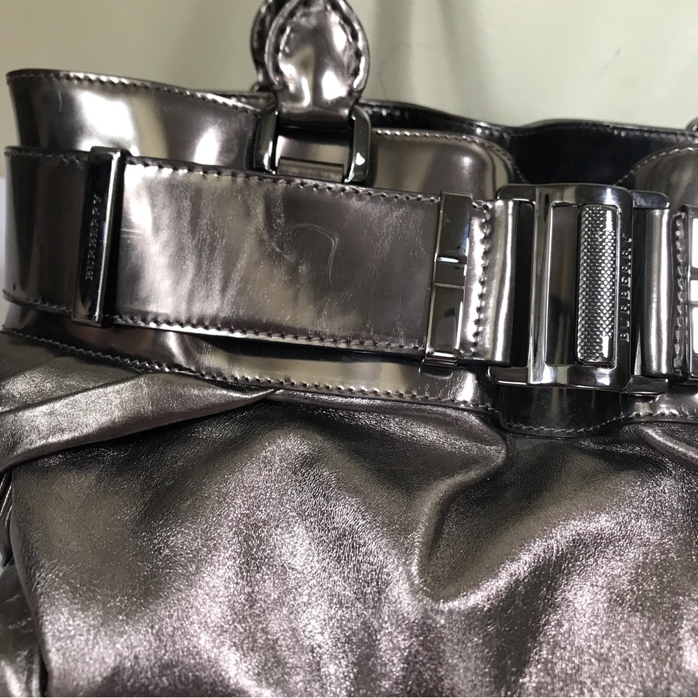 Burberry Knotted Healy Tote Leather Metallic Shoulder Bag Nova Check Handbag Zip - Picture 10 of 16